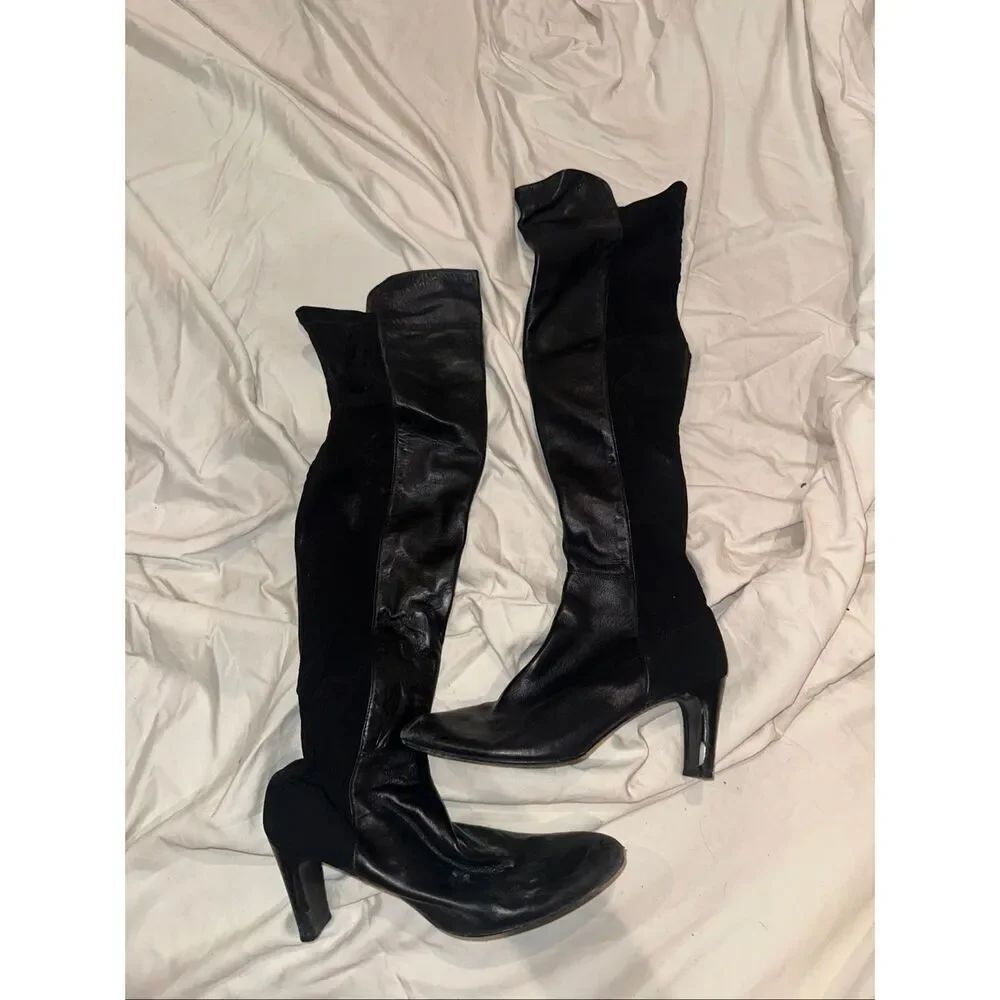 Stuart Weitzman made in Spain size 7.5 black women heel boots